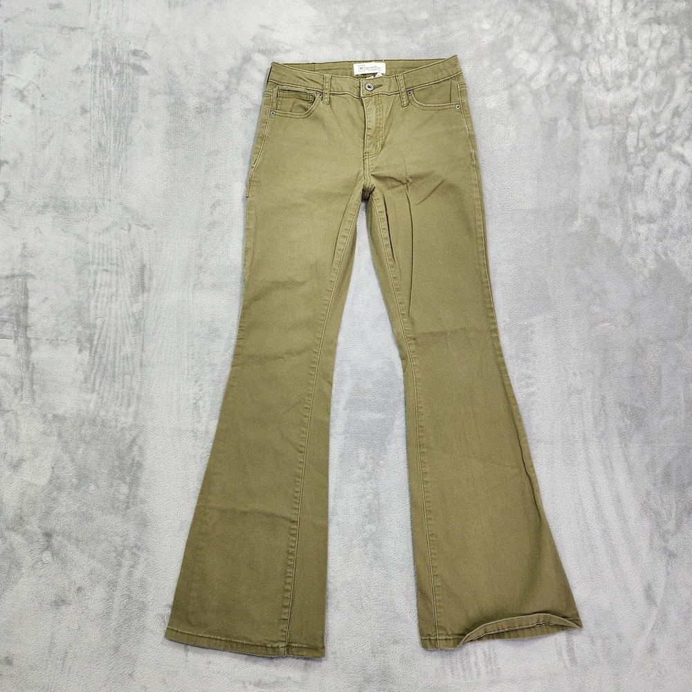 RE Generation by Celebrity Pink Jeans Womens 3/26 Green Mid Rise Carpenter Flare